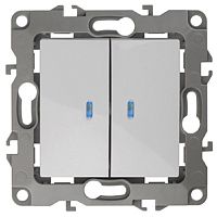 Выключатель с подсветкой без рамки Эра S12 2-кл 10А белый картинка